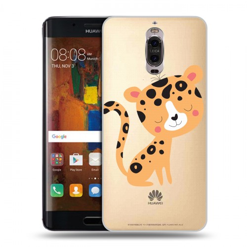 Дизайнерский пластиковый чехол для Huawei Mate 9 Pro Прозрачные леопарды