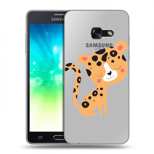Дизайнерский силиконовый с усиленными углами чехол для Samsung Galaxy A3 (2017) Прозрачные леопарды