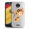Дизайнерский пластиковый чехол для Motorola Moto C Plus Прозрачные леопарды