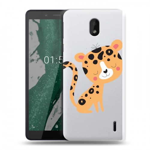 Дизайнерский силиконовый чехол для Nokia 1 Plus Прозрачные леопарды