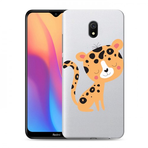 Дизайнерский силиконовый с усиленными углами чехол для Xiaomi RedMi 8A Прозрачные леопарды