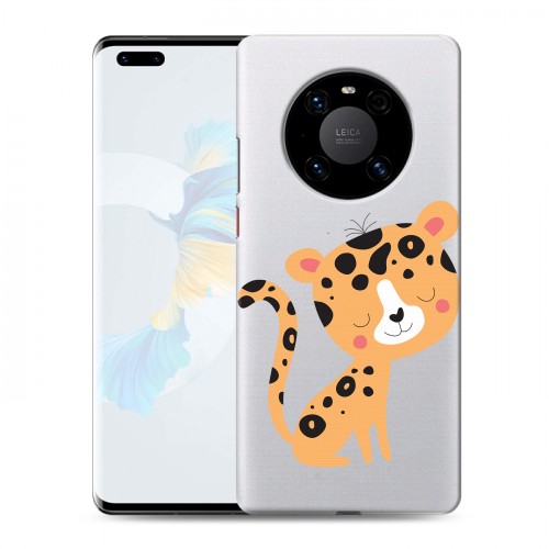 Дизайнерский пластиковый чехол для Huawei Mate 40 Pro Прозрачные леопарды