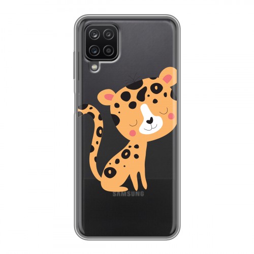 Дизайнерский силиконовый чехол для Samsung Galaxy A12 Прозрачные леопарды