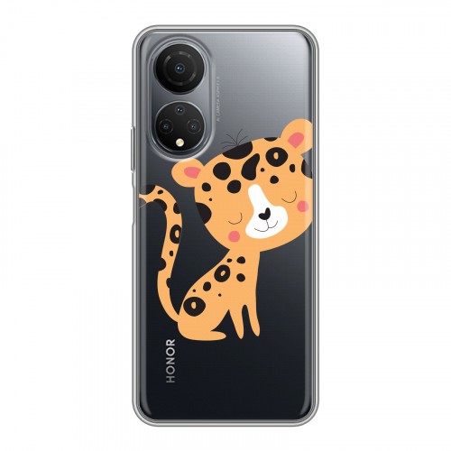 Дизайнерский пластиковый чехол для Huawei Honor X7 Прозрачные леопарды