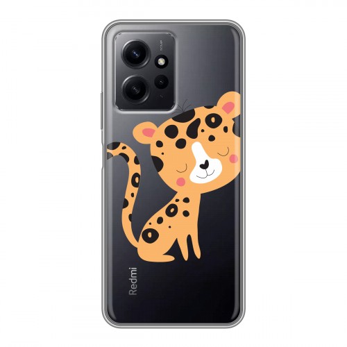 Дизайнерский пластиковый чехол для Xiaomi RedMi Note 12 Прозрачные леопарды