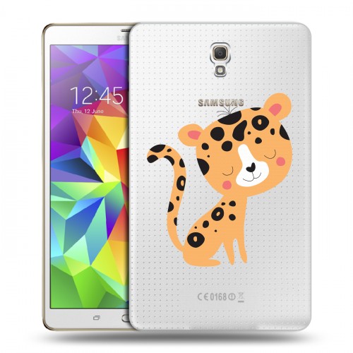 Дизайнерский силиконовый чехол для Samsung Galaxy Tab S 8.4 Прозрачные леопарды