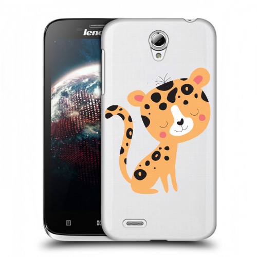 Дизайнерский пластиковый чехол для Lenovo A859 Ideaphone Прозрачные леопарды
