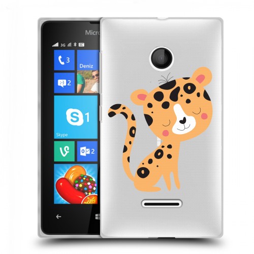 Дизайнерский пластиковый чехол для Microsoft Lumia 435 Прозрачные леопарды