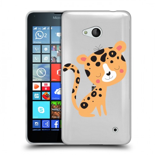 Дизайнерский пластиковый чехол для Microsoft Lumia 640 Прозрачные леопарды