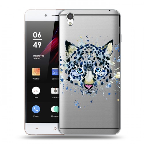 Полупрозрачный дизайнерский пластиковый чехол для OnePlus X Прозрачные леопарды