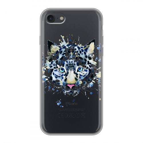 Полупрозрачный дизайнерский силиконовый чехол для Iphone 7 Прозрачные леопарды
