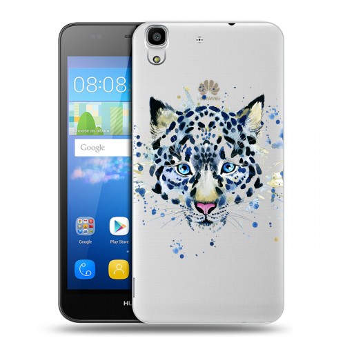 Полупрозрачный дизайнерский пластиковый чехол для Huawei Y6 Прозрачные леопарды
