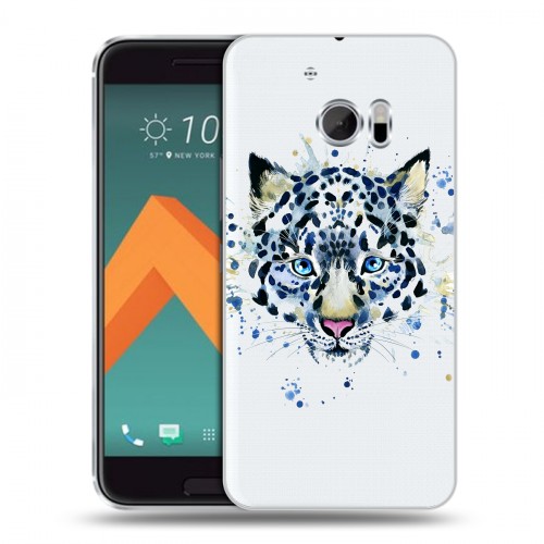 Полупрозрачный дизайнерский пластиковый чехол для HTC 10 Прозрачные леопарды