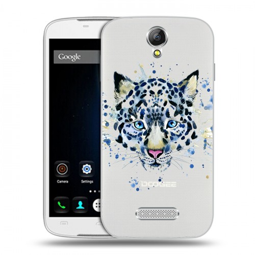 Полупрозрачный дизайнерский пластиковый чехол для Doogee X6 Прозрачные леопарды