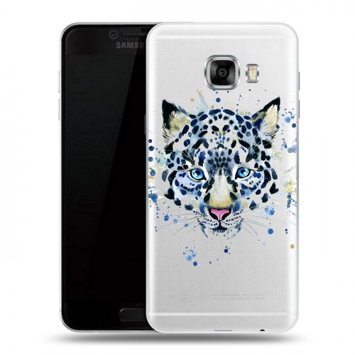 Полупрозрачный дизайнерский пластиковый чехол для Samsung Galaxy C5 Прозрачные леопарды