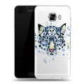 Полупрозрачный дизайнерский пластиковый чехол для Samsung Galaxy C7 Прозрачные леопарды