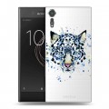 Полупрозрачный дизайнерский пластиковый чехол для Sony Xperia XZs Прозрачные леопарды