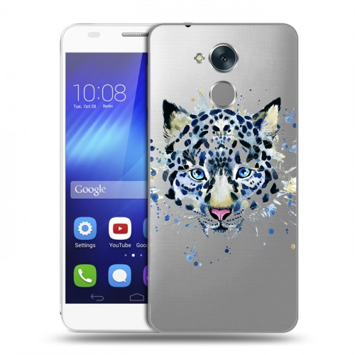 Полупрозрачный дизайнерский пластиковый чехол для Huawei Honor 6C Прозрачные леопарды