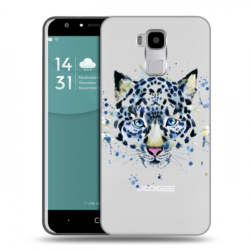 Полупрозрачный дизайнерский пластиковый чехол для Doogee Y6 Прозрачные леопарды