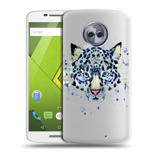 Полупрозрачный дизайнерский пластиковый чехол для Motorola Moto X4 Прозрачные леопарды