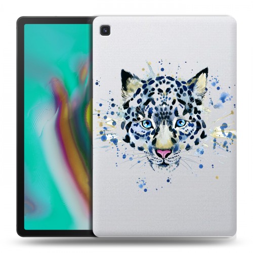 Полупрозрачный дизайнерский пластиковый чехол для Samsung Galaxy Tab S5e Прозрачные леопарды