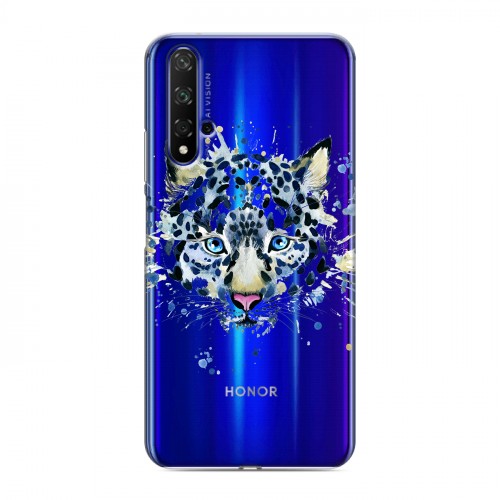 Полупрозрачный дизайнерский пластиковый чехол для Huawei Honor 20 Прозрачные леопарды