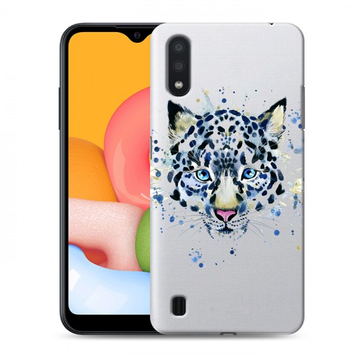 Полупрозрачный дизайнерский силиконовый чехол для Samsung Galaxy M01 Прозрачные леопарды