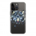 Полупрозрачный дизайнерский пластиковый чехол для Iphone 14 Pro Max Прозрачные леопарды