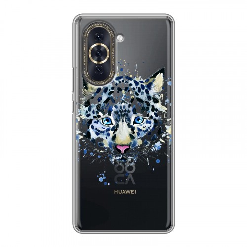 Полупрозрачный дизайнерский силиконовый с усиленными углами чехол для Huawei Nova 10 Прозрачные леопарды