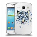 Полупрозрачный дизайнерский пластиковый чехол для Samsung Galaxy Core Прозрачные леопарды