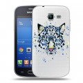 Полупрозрачный дизайнерский пластиковый чехол для Samsung Galaxy Trend Lite Прозрачные леопарды