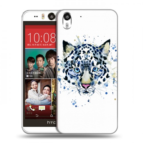 Полупрозрачный дизайнерский силиконовый чехол для HTC Desire Eye Прозрачные леопарды