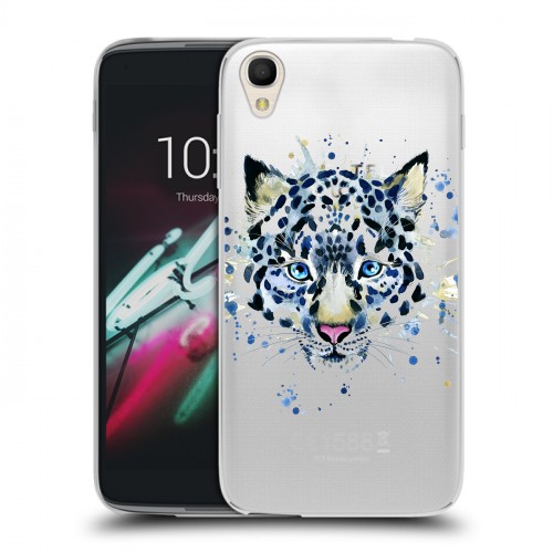 Полупрозрачный дизайнерский пластиковый чехол для Alcatel One Touch Idol 3 (4.7) Прозрачные леопарды