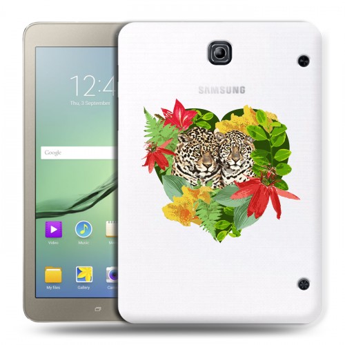 Дизайнерский силиконовый чехол для Samsung Galaxy Tab S2 8.0 Прозрачные леопарды