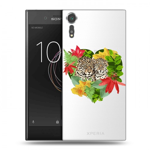 Дизайнерский пластиковый чехол для Sony Xperia XZs Прозрачные леопарды