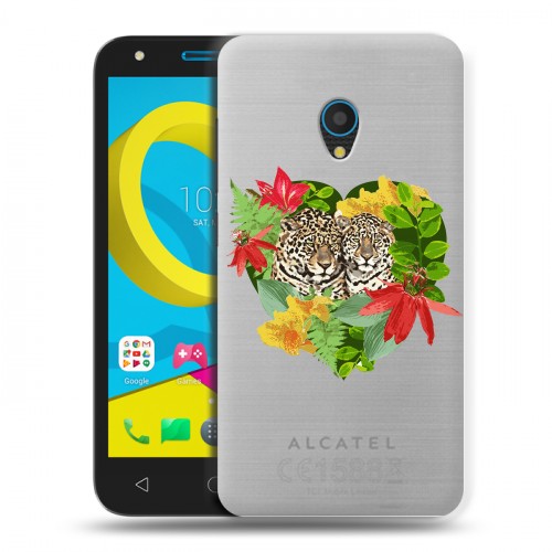 Дизайнерский пластиковый чехол для Alcatel U5 Прозрачные леопарды