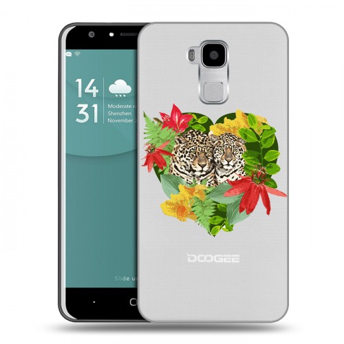 Дизайнерский пластиковый чехол для Doogee Y6 Прозрачные леопарды