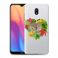 Дизайнерский силиконовый с усиленными углами чехол для Xiaomi RedMi 8A Прозрачные леопарды