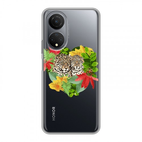Дизайнерский силиконовый чехол для Huawei Honor X7 Прозрачные леопарды