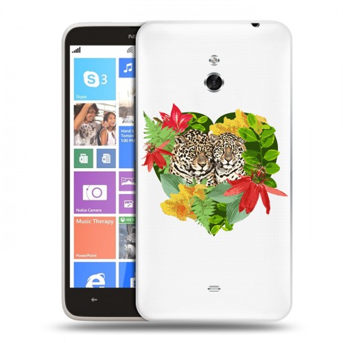 Дизайнерский пластиковый чехол для Nokia Lumia 1320 Прозрачные леопарды