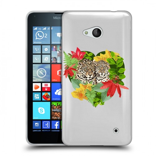 Дизайнерский пластиковый чехол для Microsoft Lumia 640 Прозрачные леопарды