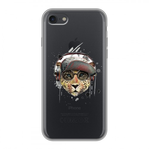 Дизайнерский силиконовый с усиленными углами чехол для Iphone 7 Прозрачные леопарды