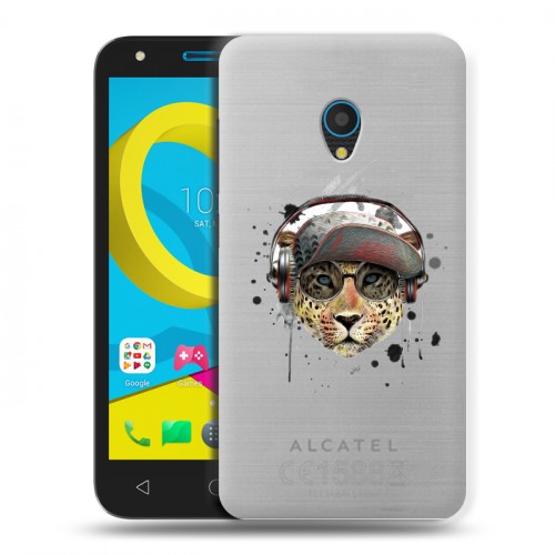 Дизайнерский пластиковый чехол для Alcatel U5 Прозрачные леопарды