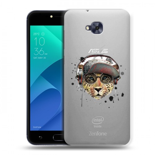 Дизайнерский пластиковый чехол для ASUS ZenFone 4 Selfie Прозрачные леопарды