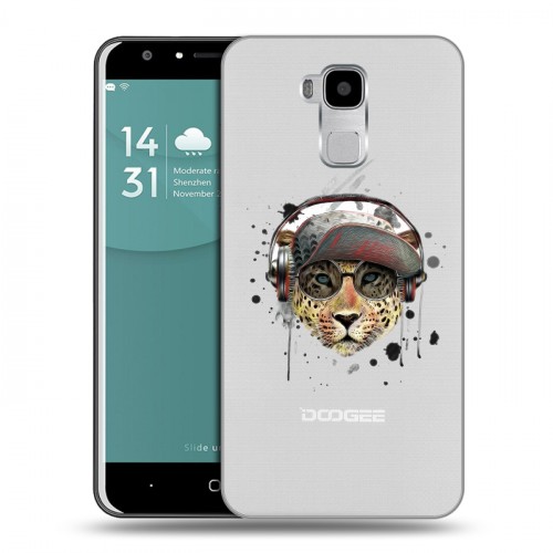 Дизайнерский пластиковый чехол для Doogee Y6 Прозрачные леопарды