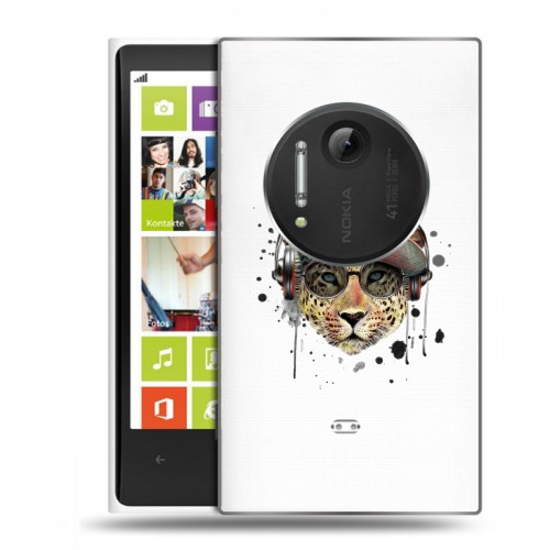 Дизайнерский пластиковый чехол для Nokia Lumia 1020 Прозрачные леопарды