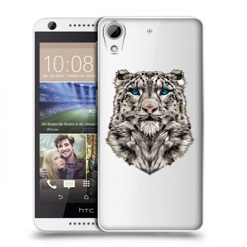 Полупрозрачный дизайнерский пластиковый чехол для HTC Desire 626 Прозрачные леопарды