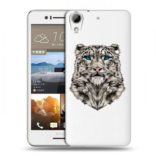 Полупрозрачный дизайнерский пластиковый чехол для HTC Desire 728 Прозрачные леопарды