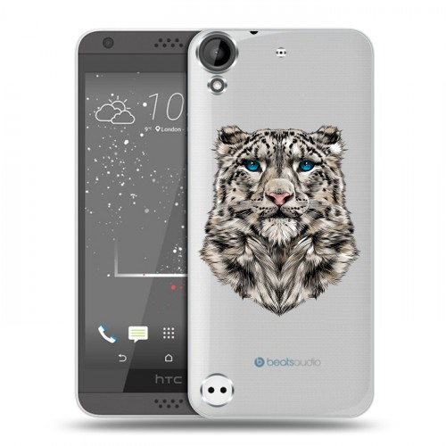 Полупрозрачный дизайнерский пластиковый чехол для HTC Desire 530 Прозрачные леопарды