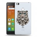 Полупрозрачный дизайнерский пластиковый чехол для Xiaomi Mi4S Прозрачные леопарды